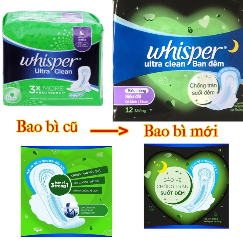 Băng vệ sinh whisper ultra clean ban đêm 31cm