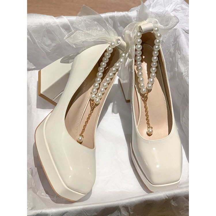 Giày nữ big size cao gót 9cm size 40 41 42 gót vuông