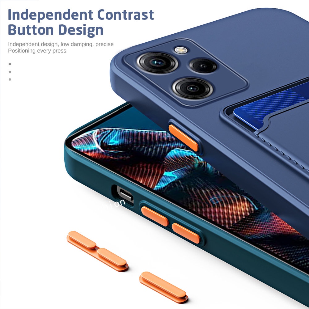 Ốp Điện Thoại Silicone Mềm Màu Trơn Có Ngăn Đựng Thẻ Thời Trang Cho Xiaomi Redmi Note 12 Pro Plus 5G 2023