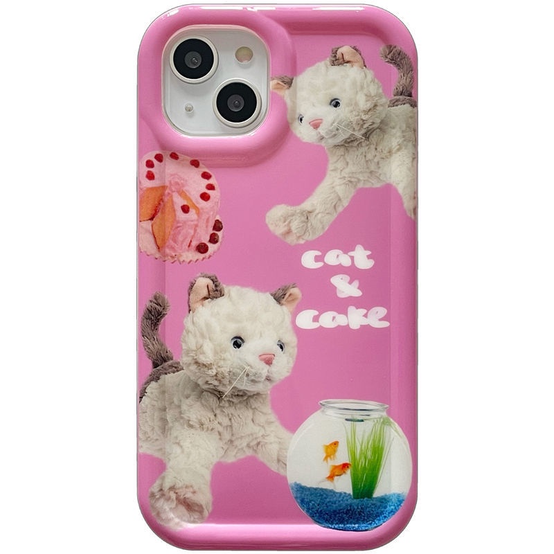 Ốp Điện Thoại Silicon TPU Mềm Trong Suốt Chống Sốc In Hình Mèo Hồng Cho IPhone 14 13 11 12 Pro XS Max X XR 7 8 Plus