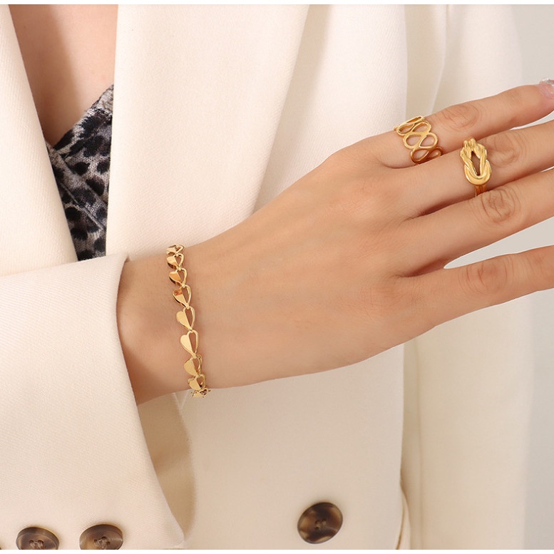 Bộ Trang Sức Dây Chuyền Hoặc Lắc Tay Hoa Văn Titan Không Han Rỉ TT4554