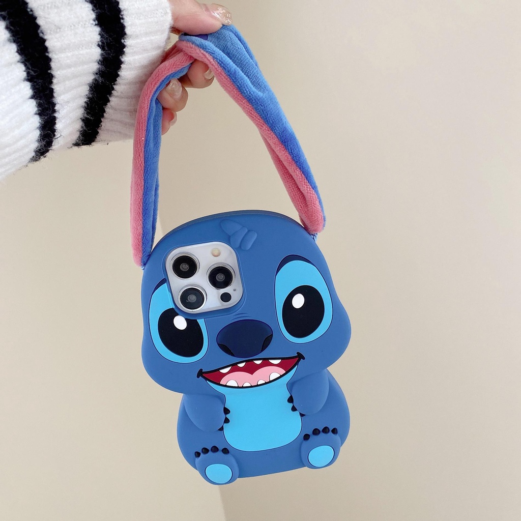 DISNEY Ốp Điện Thoại tpu Silicon Mềm In Hoạt Hình Stitch Kèm Đai Đeo Cổ Tay Chống Rơi Cho iPhone 14 13 12 11 Pro Max