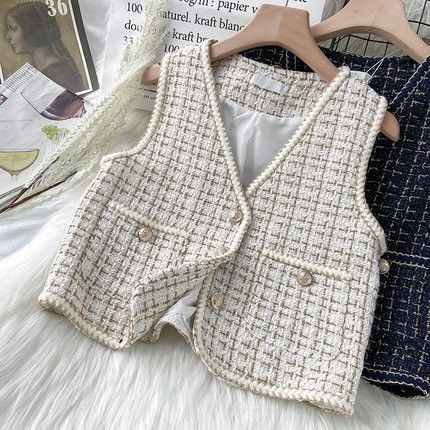 Áo ghi lê dạ tweed áo vest ngắn tay áo dạ ulzzang Hàn Quốc A386 - Có ảnh thật