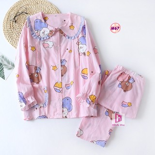 Pijama Bầu Sau Sinh (Vải Xô nhật) Mặc hè cực mát M67