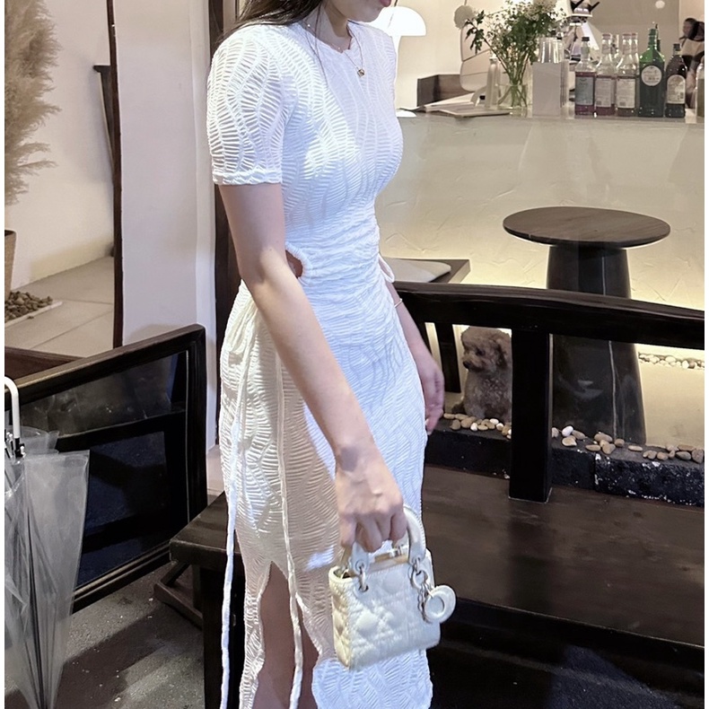 ĐẦM BODY KHOÉT EO XẺ TÀ RÚT DÂY 3 MÀU