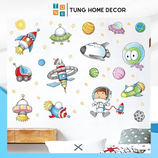 Decal dán tường cho bé học tung decor xl7239 khám phá vũ trụ