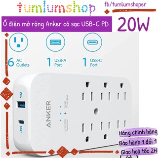 Ổ điện không dây mở rộng anker 6 lỗ cắm kèm sạc usb-c pd 20w