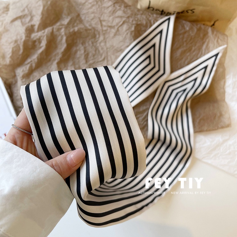 Băng Đô Cài Tóc Bằng Lụa Họa Tiết Kẻ Sọc Đính Nơ Xinh Xắn