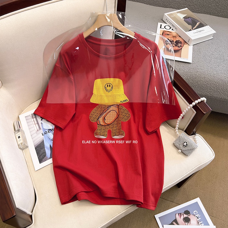 Áo thun NRVP 100% cotton tay ngắn dáng suông in họa tiết hoạt hình thời trang unisex size 5XL