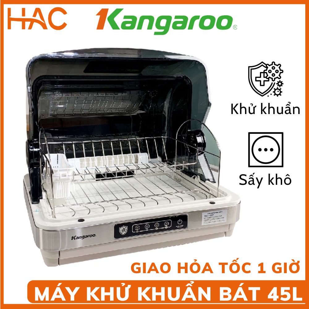 Máy Khử Khuẩn Bát Kangaroo KG45DUV, Sấy Khô Bát Đĩa Tích Hợp Tiệt Trùng Bằng Tia UV, Diệt Khuẩn 99,9%, Bảo Vệ Sức Khỏe
