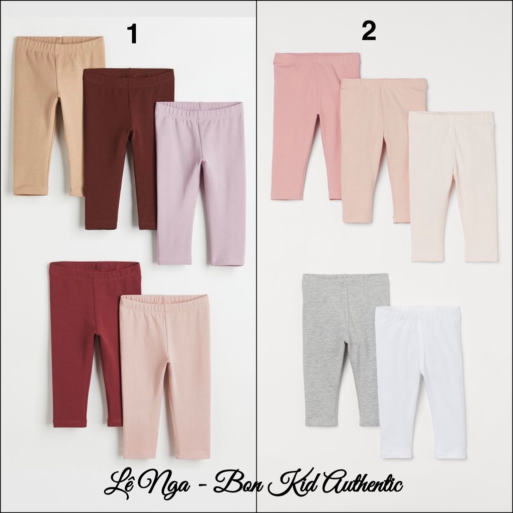 FORM RỘNG Set 5 quần legging cotton săn sale HM UK sz từ 6-9m đến 3-4y