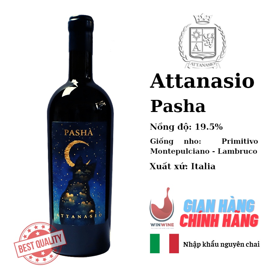 Rượu vang Ý cao cấp Attanasio Pasha (Vang Con Mèo)
