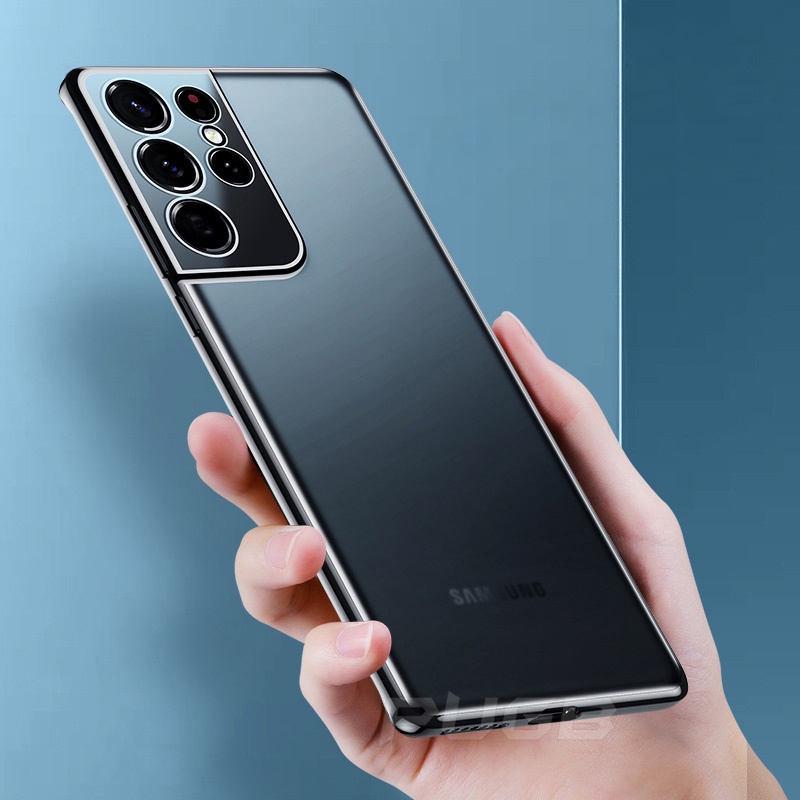 Ốp Điện Thoại Silicon Mềm Trong Suốt Khung Mạ Sang Trọng Chống Sốc Cho Samsung Galaxy S21 FE S23 S22 S21 Ultra S23 Plus