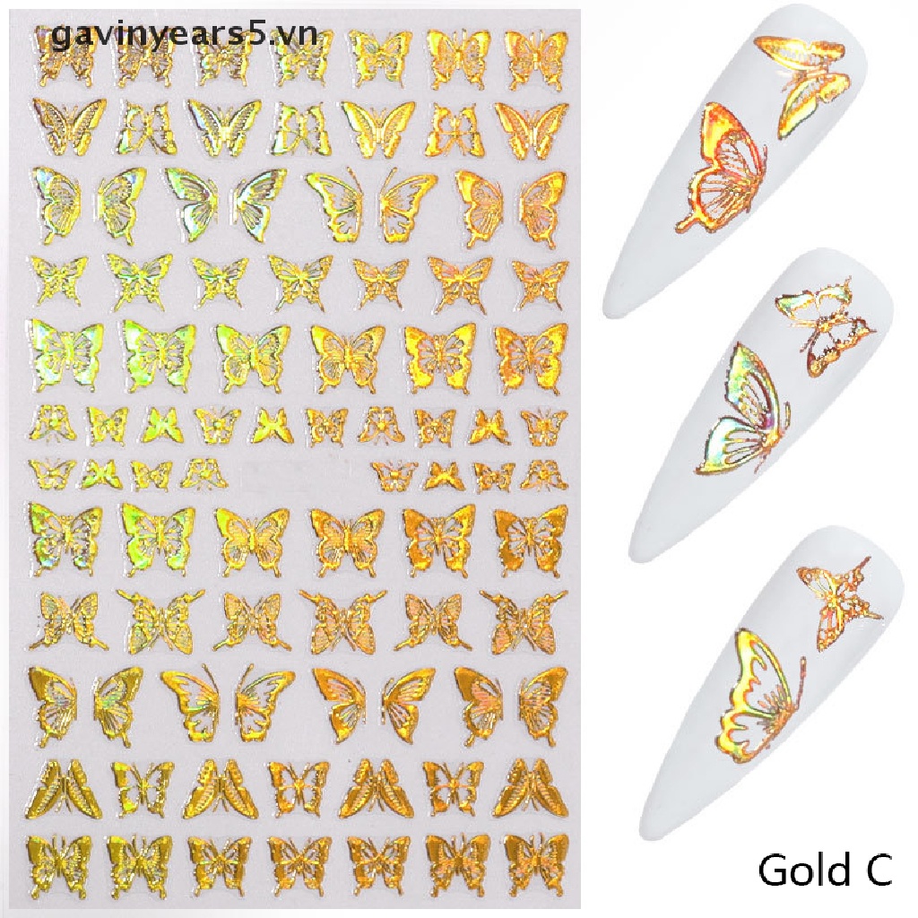 Miếng Dán Trang Trí Móng Tay Hình Bướm Màu Laser DIY