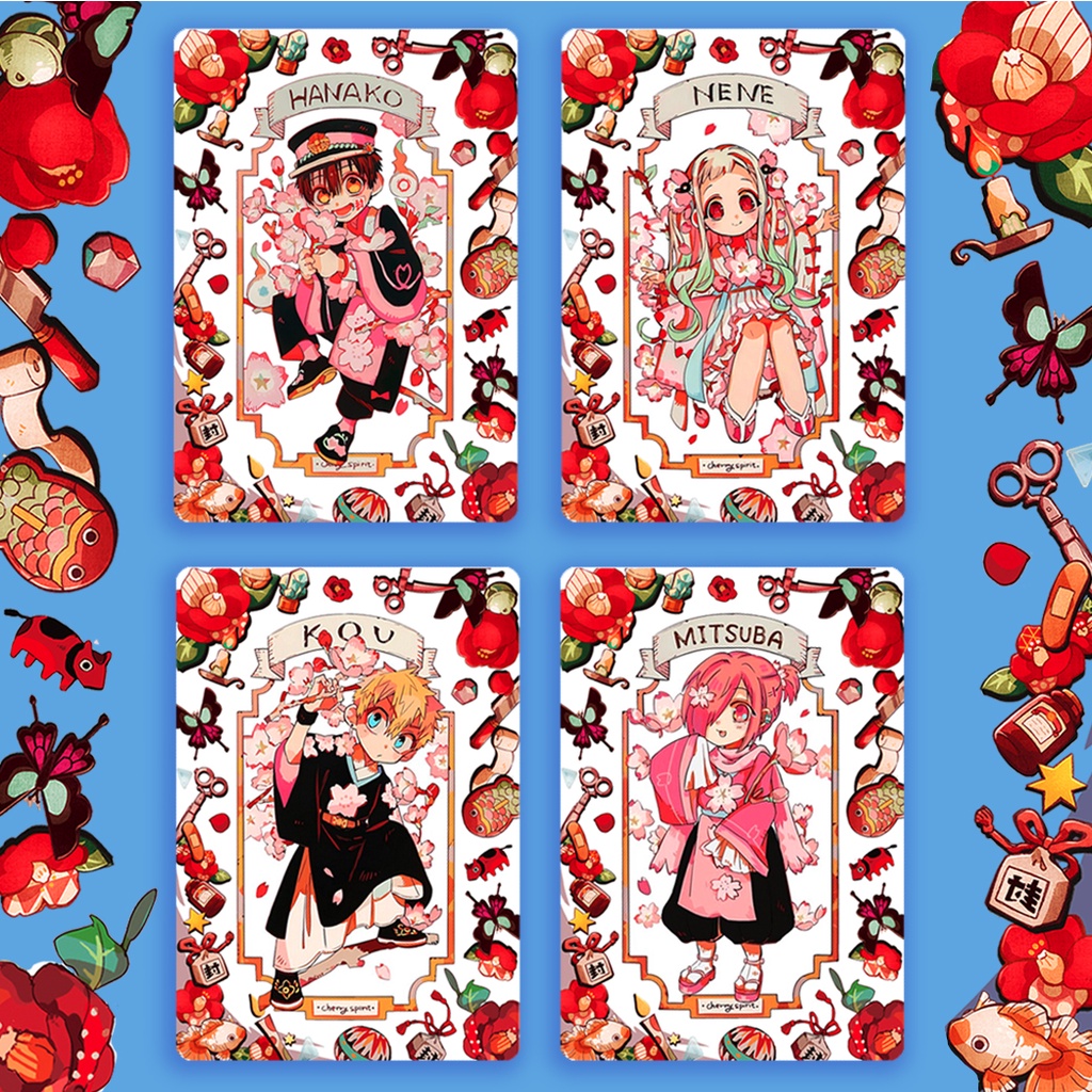 Ảnh card bo góc Hanako, Nene, Kou, Mitsuba - CẬU MA NHÀ X Í JIBAKU SHOUNEN HANAKO XINH XẮN