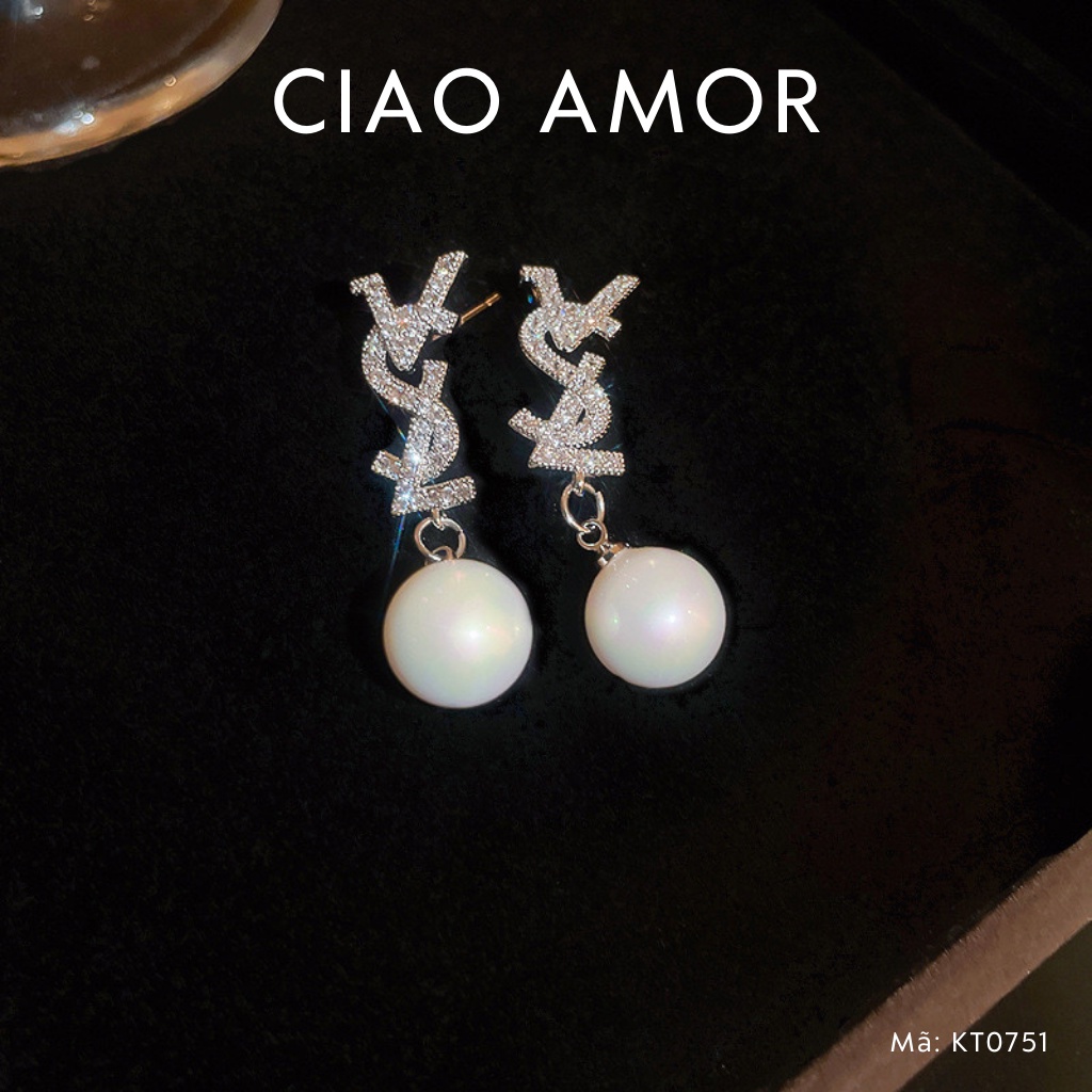 Khuyên tai nữ, Bông tai bạc 925 VSL sang trọng đính đá Trang sức Ciao Amor - KT0751