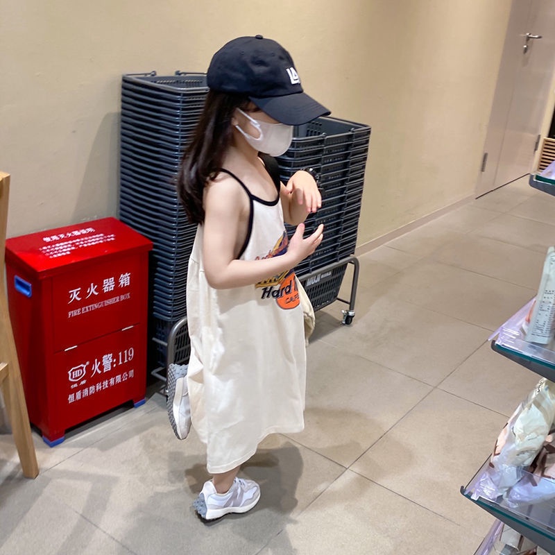 Đầm Lửng Mùa Hè Thoáng Khí Mau Khô In Họa Tiết Hoạt Hình Dễ Thương Cho Bé Gái