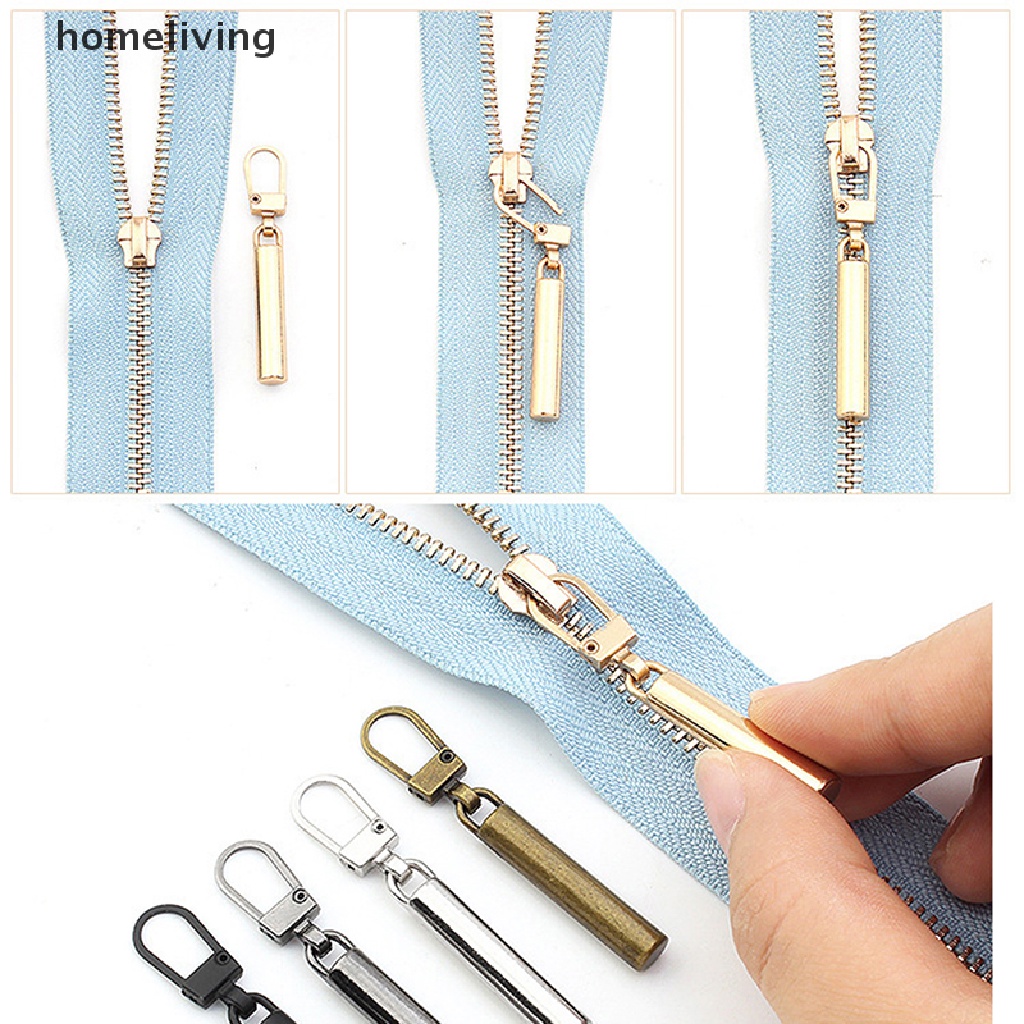 Homeliving Set 4 Dụng Cụ Kéo Khóa Zip Đầu Trượt Bằng Kim Loại Có Thể Tháo Rời Dùng Sửa Chữa Khóa Kéo / Túi Xách DIY
