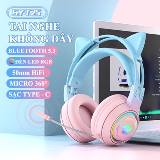 Tai nghe không dây chuyên game SY-T25 kết nối bằng Bluetooth 5.3 có đèn led RGB với màu sắc tai nghe cực đẹp