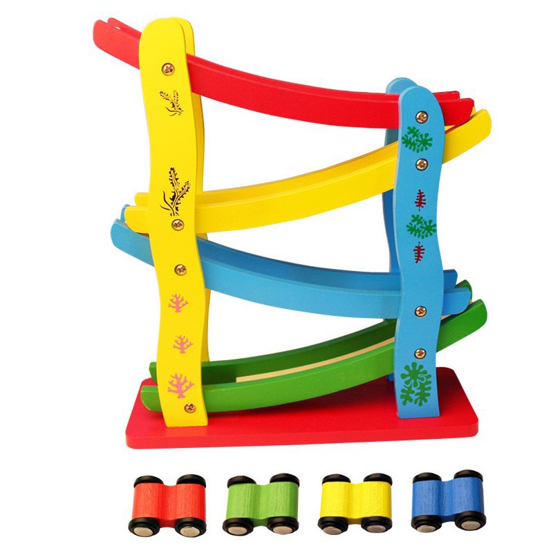 Đồ Chơi gỗ Trẻ Em - Xe Cầu Trượt 4 Tầng Cho Bé Yêu