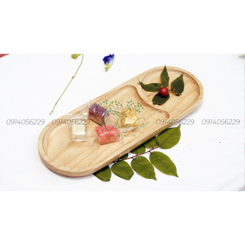 Thớt  gỗ oval chia ngăn decor, chụp hình.