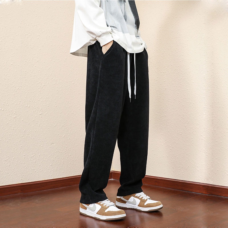 Quần Dài Thể Thao Dáng Rộng Màu Đen Thời Trang Trẻ Trung Cho Nam