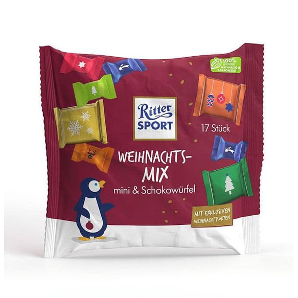 Socola hỗn hợp Ritter Sport Festive Mix gói 195g hàng Đức