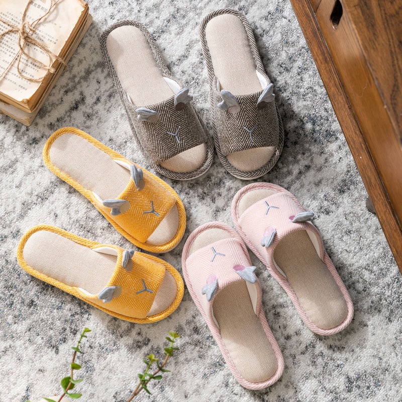 Dép Cotton Lanh Đi Trong Nhà Đế Dày Chống Trượt Thời Trang Thu Đông Cho Cặp Đôi