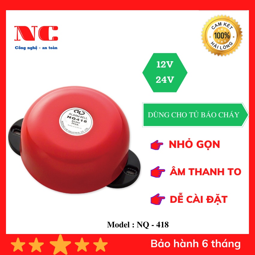 Chuông báo cháy 4inch 24 VDC HORING NQ-418, âm lượng to, chuông loại tốt