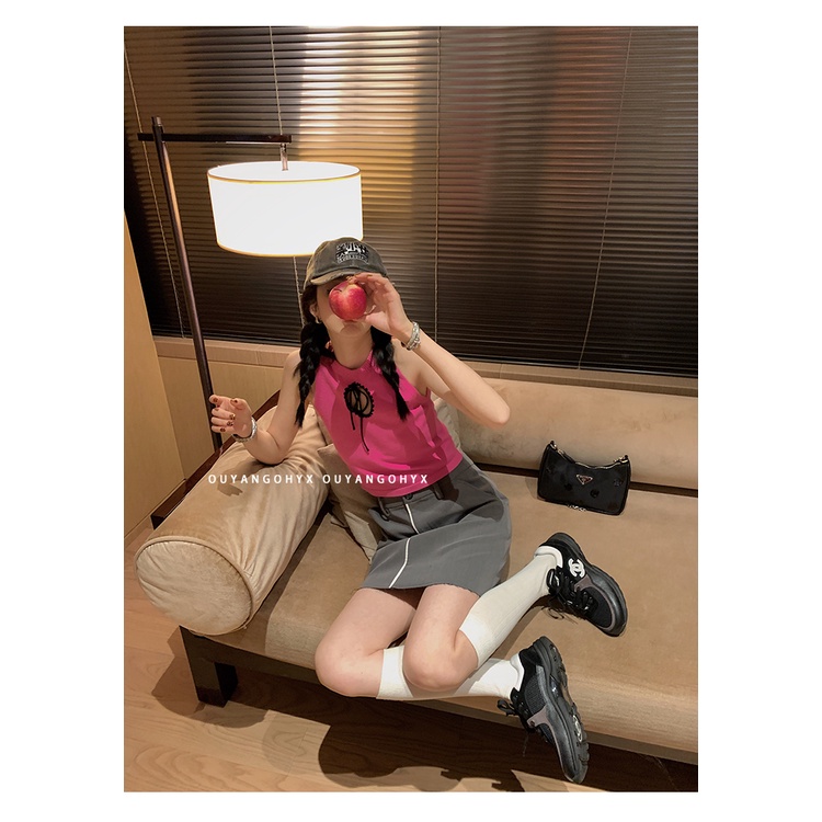 Áo Lót Cổ Tròn Khoét Rỗng Màu Sắc Tương Phản Thời Trang Mùa Hè Cho Nữ