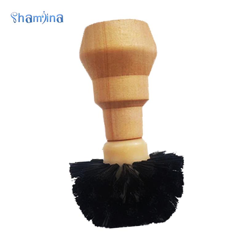 Shamjina Chổi vệ sinh tay cầm nén cà phê tay cầm gỗ trơn cho máy pha cà phê Espresso chuyên nghiệp
