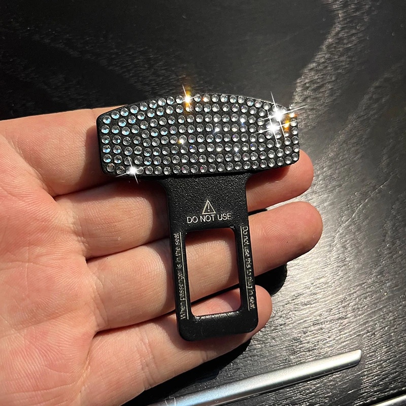 Bộ 2 Chốt Khóa Dây An Toàn Xe Hơi Đính Kim Cương Giả Trang Trí Sang Trọng