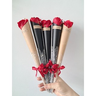 Ốc quế hoa hồng sáp thơm,hoa hồng valentine,bó hoa 1 bông