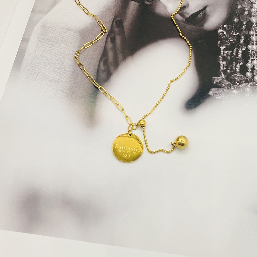 Vòng cổ Thép Titan Đính Hạt Tròn Đơn Giản Sang Trọng Cho Nữ