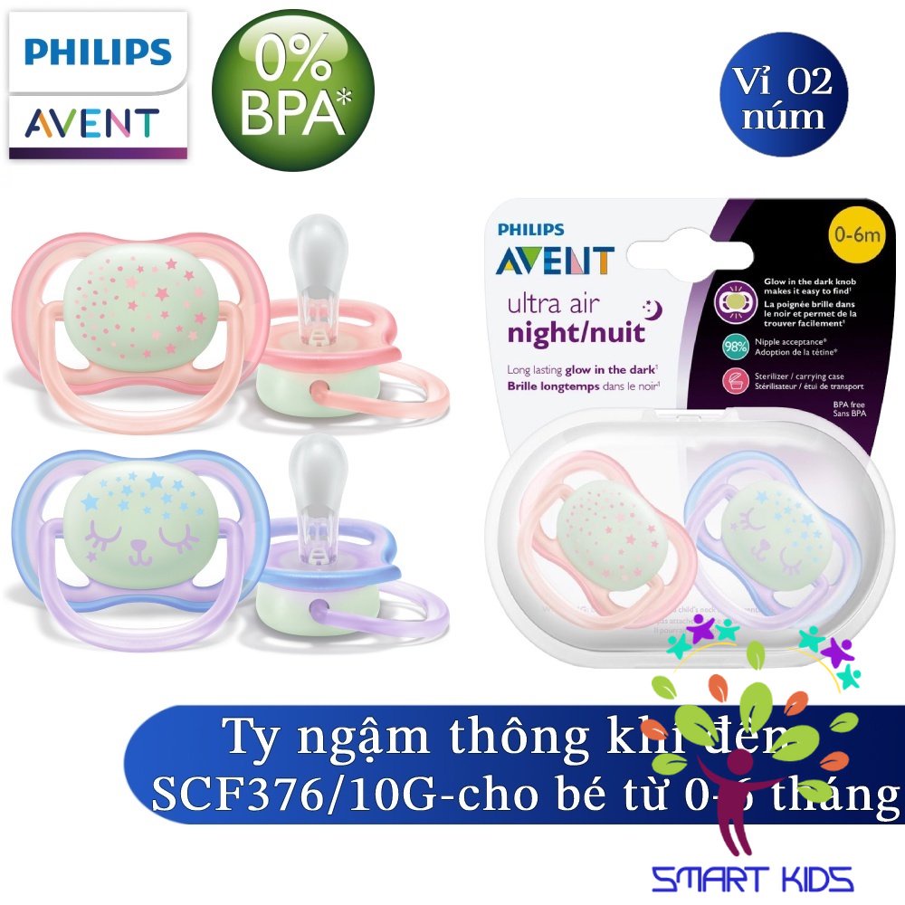 Ty Ngậm Thông Khí Philips Avent Ultra Air Ban Đêm Phát Sáng SCF376/21 (6 -18 tháng)