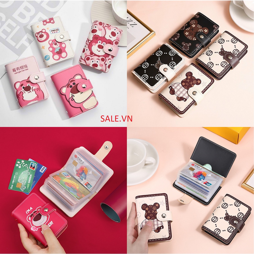 Ví Nhỏ Nhiều Ngăn Gấu Lotso Gấu Bearbrick Khóa Bấm Hoặc Khóa Kéo