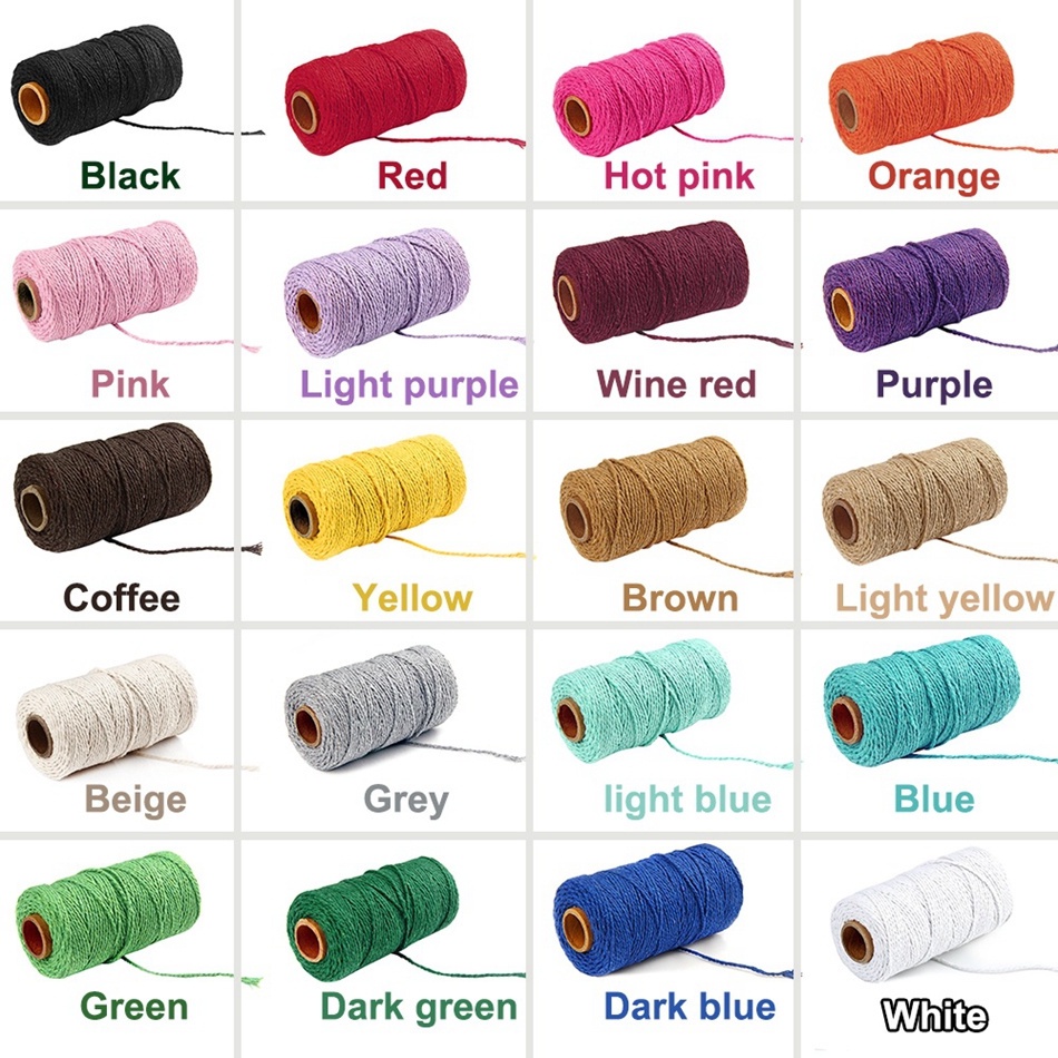 Cuộn Dây Cotton Macrame 2mm 100m Tự Làm Vòng Bắt Giấc Mơ Trang Trí Đa Ứng Dụng