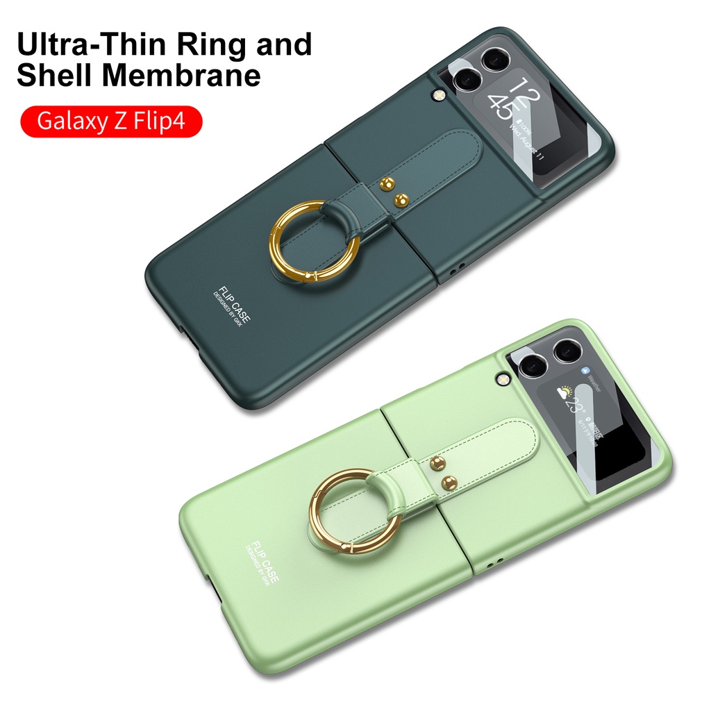 Bao Da Điện Thoại Nhiều Màu Sắc Kèm Móc Xỏ Ngón Cho Samsung Z Flip3 Z Flip4