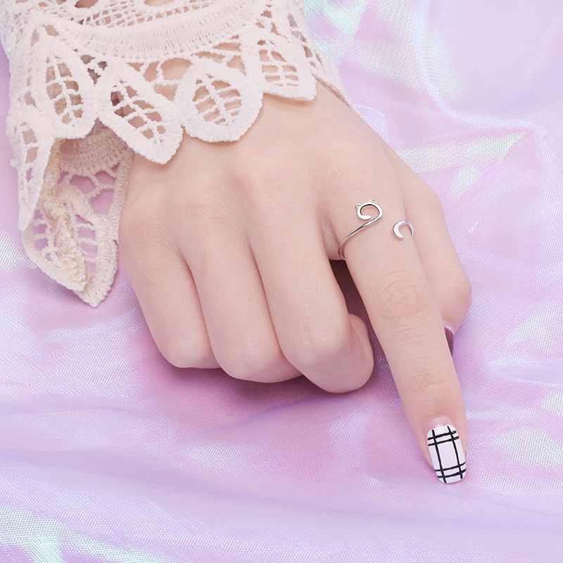 Nhẫn Hở Hình Mèo Dễ Thương Có Thể Điều Chỉnh Thời Trang Cho Nữ