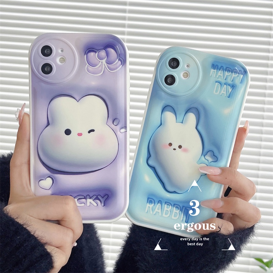 3D VisionỐp Điện Thoại Mềm In Hoạt Hình Thỏ Cho iPhone 14 13 12 11 Pro Max SE2020 X XR Xs Max 7 8 Plus