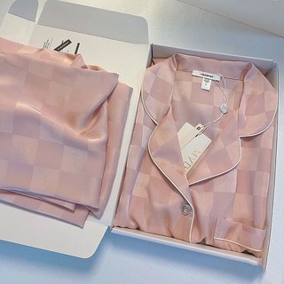 Set bộ lụa in chìm caro
