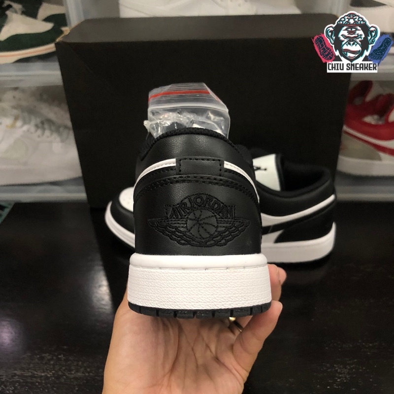 Giày sneaker jd1 cổ thấp đen trắng giày jordan 1 low black white phiên bản likeauth da bò