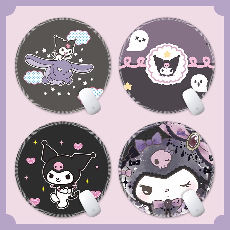Tấm Lót Chuột Máy Tính Hình Tròn Bằng Cao Su Chống Trượt Họa Tiết Hoạt Hình Kuromi Dễ Thương