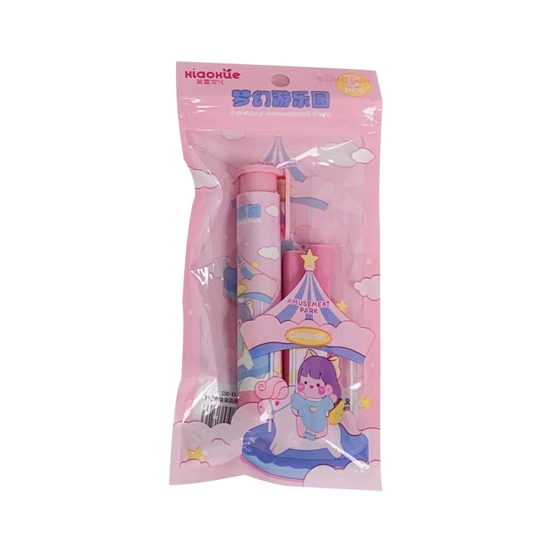 Bộ gôm tẩy dạng bấm họa tiết hoạt hình đáng yêu