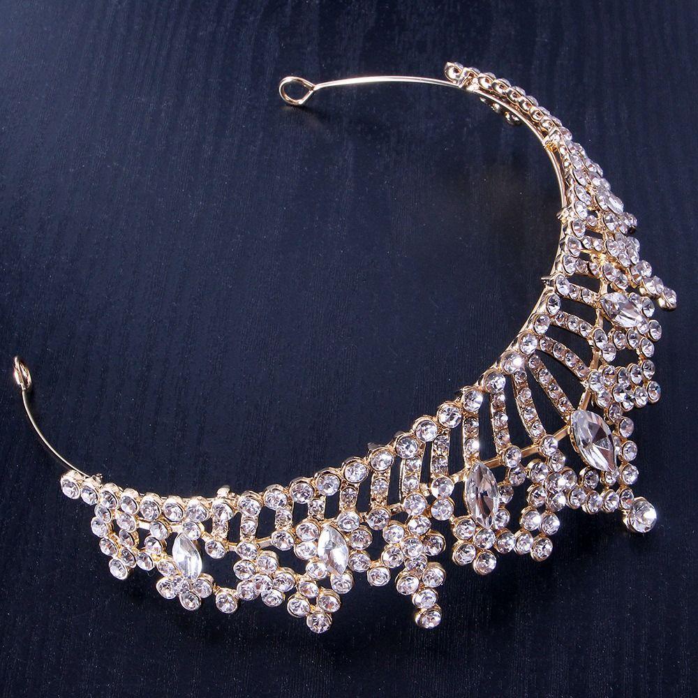 Cài Tóc Hình Vương Miện Đính Đá Thời Trang Cho Cô Dâu|Băng Đô Cài Tóc Phong Cách Vintage Hàn Quốc Cho Cô Dâu