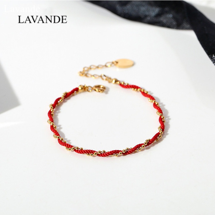 Vòng Tay Thép Titan Mạ Vàng 18K Đỏ Phong Cách Đơn Giản Độc Đáo Phụ Kiện May Mắn Cho Học Sinh S1L03