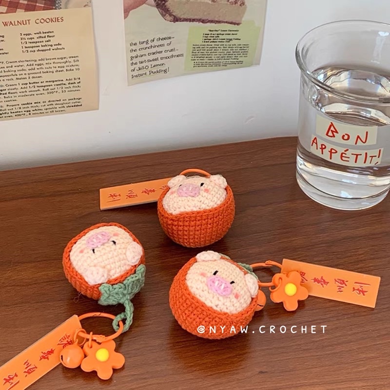 Móc Khoá Heo Len Cam Quýt