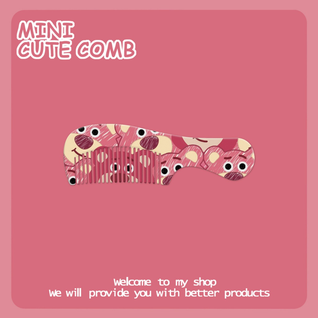 Lược Chải Tóc Mini Chống Tĩnh Điện Thiết Kế Hình Gấu Dâu Tây Dễ Thương