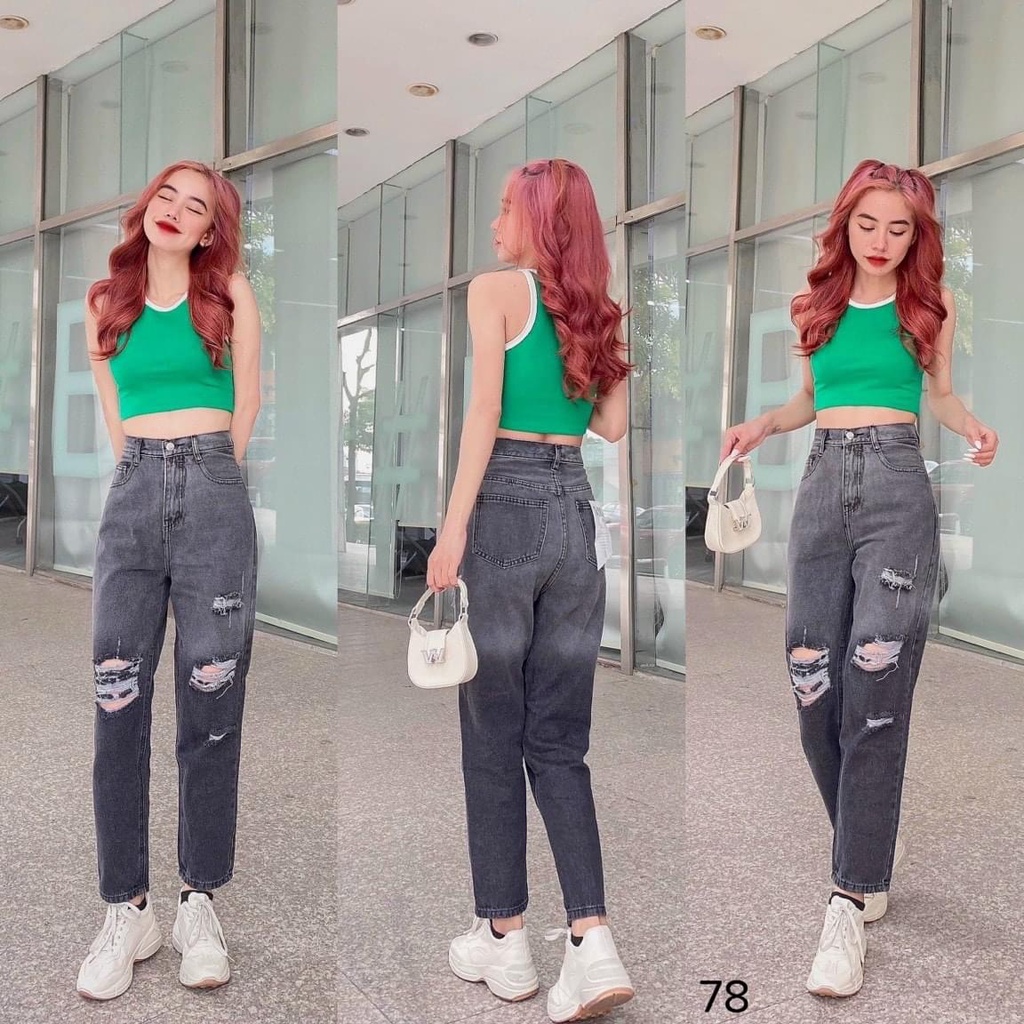 🔥Baggy Jeans Lưng Cao Rách Nhiều | BigBuy360 - bigbuy360.vn