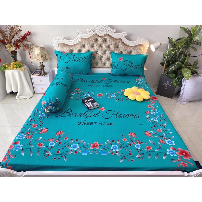 Bộ drap thun hàn quốc 4 món mát mịn hoa văn 6 màu